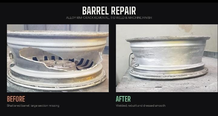 Alloy rim barrel repair before and after